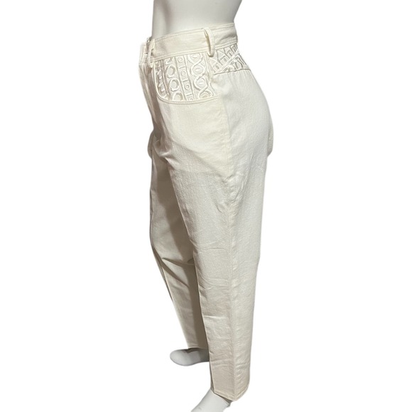 🌟HW Vintage Cream 100% Cotton High Waist Denim Jeans Sz-8 - Picture 2 of 11